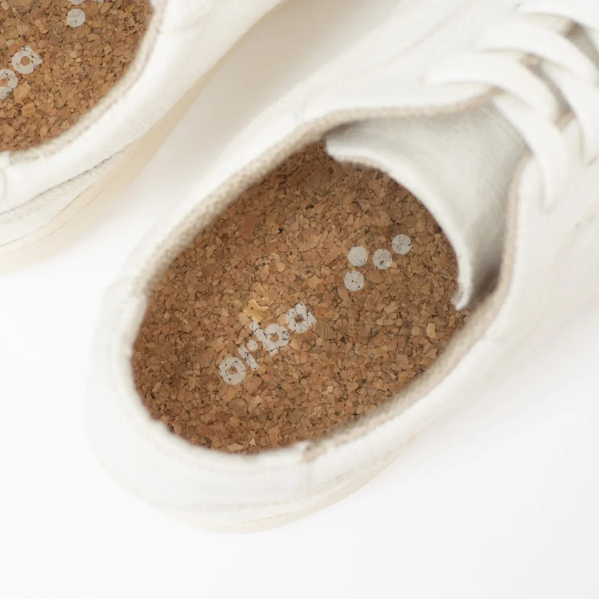 Close up of Orba Ghost Sneakers cork footbed